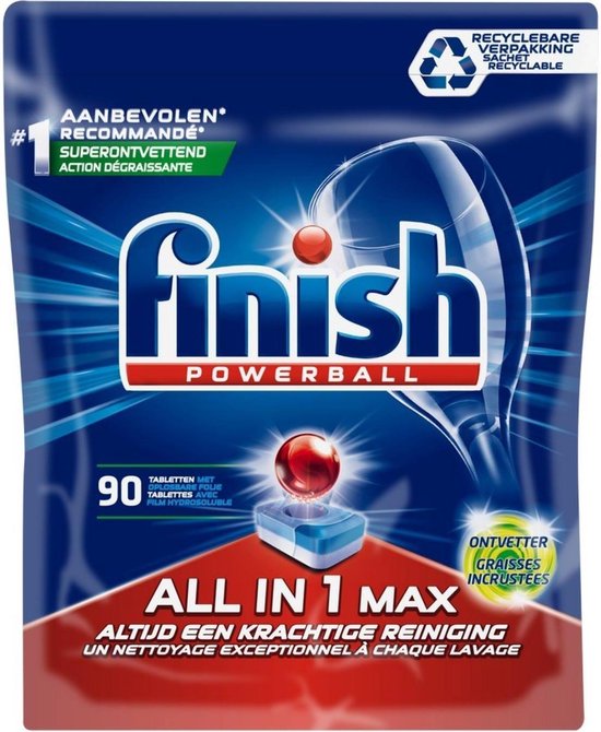 Finish Vaatwastabletten - All in One max 90 st - grease fighter - ontvetter