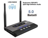 Bluetoolz® | BT 4753 met aptX | Sterke Bluetooth 5.0 High Res. Audio zender ontvanger | Quallcomm CSR8675 | Bluetooth Receiver Transmitter - 3.5MM Aux - Optical - Bluetooth Adapter - Bluetooth via Aux - 2 koptelefoons tegelijk - tot 80 meter