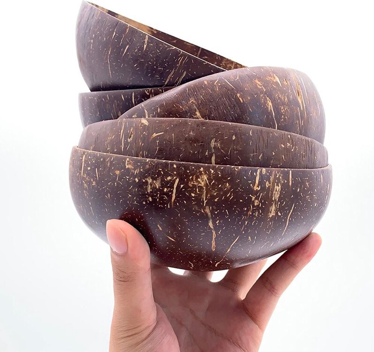 Coconut Bowl - 4 Stuks - Kokosnoot kom - Eco friendly - Kokosnoot kommetjes - Kokoksnoot schaal - Kokosnootkom - Kosh & Co