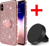 Apple iPhone XR Backcover - Roze - Glitters - Soft TPU + magneet