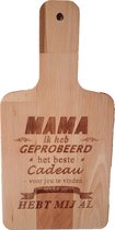 Passie voor stickers Snijplank van hout met gelaserde tekst: Mama ik heb geprobeerd het beste cadeau