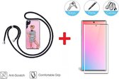 2-In-1 Shockproof Hoesje Met Koord & Screen Protector Set Geschikt Voor Samsung Galaxy Note 10 (5G) - Full Cover 3D Edge Tempered Glass Beschermglas Met Siliconen Telefoonkoord Bac