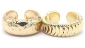 Dielay - Ringen - Set 2 Stuks - One Size - Goudkleurig