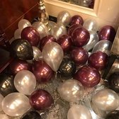 Ballonnen Bordeaux - Wijn rood - White / Wit - Zwart - DH collection | Effen | 9 stuks | Baby Shower - Kraamfeest - Verjaardag - Geboorte - Fotoshoot - Wedding - Marriage - Birthda