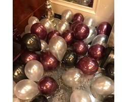 Ballonnen Bordeaux - Wijn rood - White / Wit - Zwart - DH collection | Effen | 9 stuks | Baby Shower - Kraamfeest - Verjaardag - Geboorte - Fotoshoot - Wedding - Marriage - Birthday - Party - Feest - Huwelijk - Jubileum - Event - Decoratie | Luxe