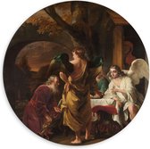 Dibond Wall Circle - Old Masters - Abraham reçoit les trois anges, Ferdinand Bol - 60x60cm Photo sur Aluminium Wall Circle (avec système d'accrochage)