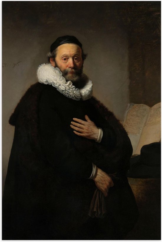 Poster – Oude meesters - Johannes Wtenbogaert, Rembrandt van Rijn, 1633 - 60x90cm Foto op Posterpapier