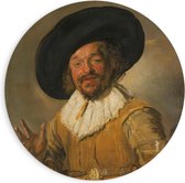 Forex Wandcirkel - Oude meesters - De vrolijke drinker, Frans Hals, ca. 1628 - ca. 1630 - 90x90cm Foto op Wandcirkel (met ophangsysteem)