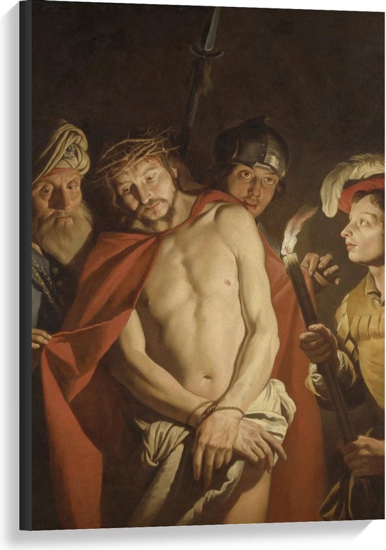 Canvas  - Oude meesters - Ecce Homo, Matthias Stom, 1630 - 1650 - 60x90cm Foto op Canvas Schilderij (Wanddecoratie op Canvas)