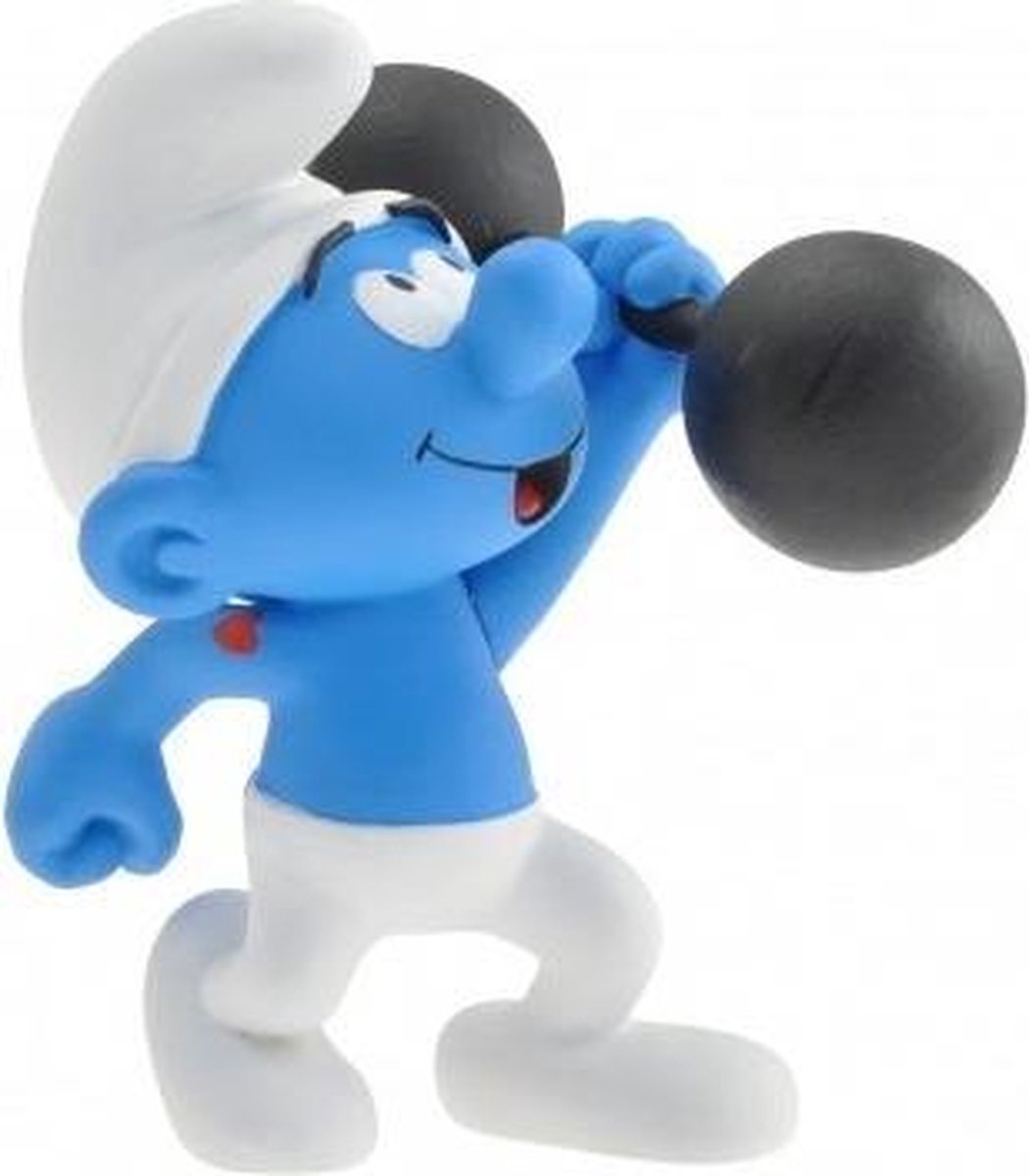 Gewichtheffer smurf - kunsthars verzamelfiguur (10 cm)