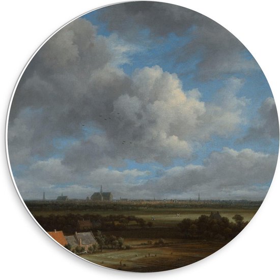 Forex Wandcirkel - Oude meesters - Gezicht op Haarlem, Jacob Isaacksz van Ruisdael - 30x30cm Foto op Wandcirkel (met ophangsysteem)