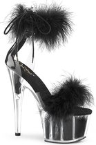 Pleaser Sandaal met enkelband, Paaldans schoenen -39 Shoes- ADORE-724F Paaldans schoenen Zwart/Transparant