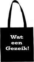 Shopper met opdruk “Wat een gezeik” Zwarte tas met witte opdruk.