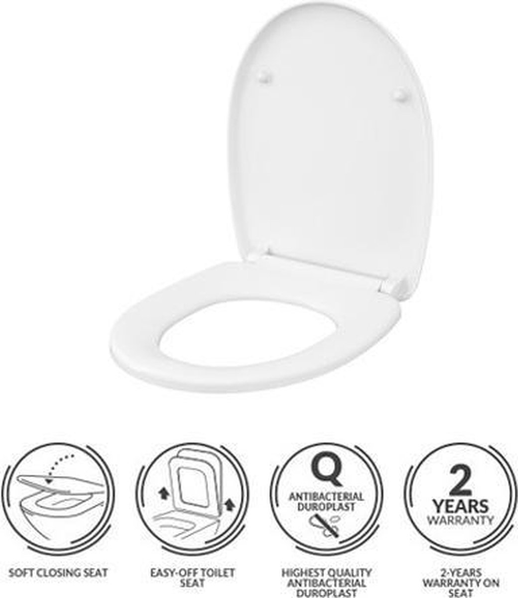 Luxe wc bril soft close - duroplast - Wit - toilet bril / zitting - met  Toilet / wc... | bol.com