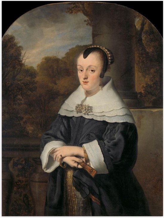 Poster – Oude meesters - Portret van Maria Rey, Ferdinand Bol, 1650 - 30x40cm Foto op Posterpapier