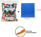 Bouwstenen Contructie Speelgoed | Inclusief Bouwplaat en elementensplitser | 250 Stuks