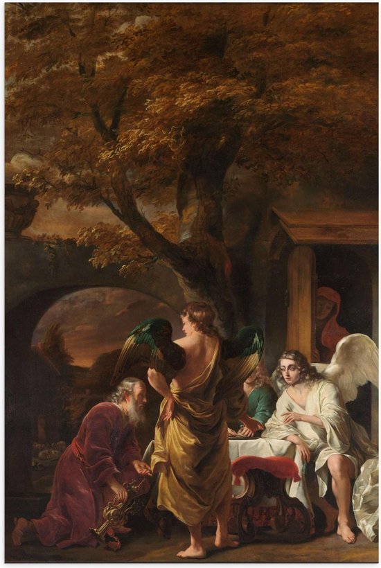 Poster – Oude meesters - Abraham ontvangt de drie engelen, Ferdinand Bol - 80x120cm Foto op Posterpapier