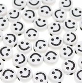 100 stuks acryl kralen Smiley wit 10mm