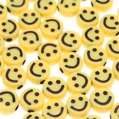 100 stuks acryl kralen Smiley geel 10mm