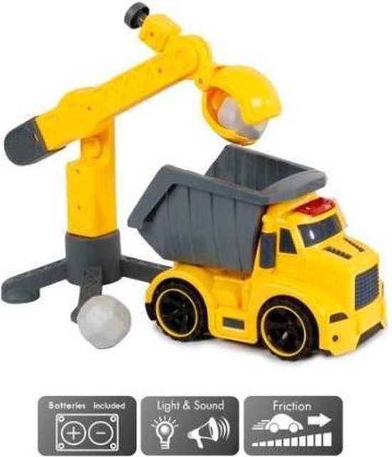 kiepwagen met kraan met licht en geluid - speelgoed - vrachtwagen | bol.com