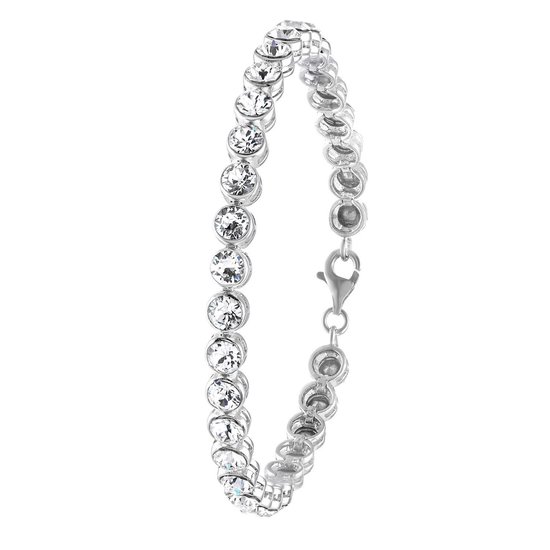 Lucardi Dames Armband met kristal - Echt Zilver - Armband - Cadeau - Moederdag - 18 cm - Zïlverkleurig - Zilverkleurig