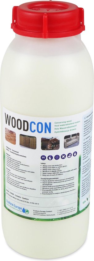 Woodcon 1 liter Maakt hout gegarandeerd 100% waterafstotend impregneermiddel hout meubels impregneren