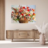JDBOS ® Peinture par numéro avec cadre (bois) - Panier avec fleurs colorées - Peinture adultes - 40x50 cm