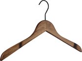 TopHangers [Set van 10] Houten bruine vintage kledinghangers met old copper look haak perfect voor alle lichte bovenkleding
