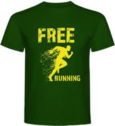 Free Running T-shirt  - Sport T-shirt - Gym T-shirt - Work Out - Lifestyle T-shirt  Casual T-shirt - Bottle Green -  Free Running- L