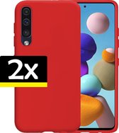 Hoesje Geschikt voor Samsung Galaxy A50 Hoesje Siliconen Case - Hoes Geschikt voor Samsung A50 Hoes Siliconen - Rood - 2 Stuks