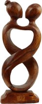 Beeld - Familie - Koppel - 2 personen - Liefde - Hout - 32x12x4 cm - Sarana - Fairtrade Indonesie - Fairtrade