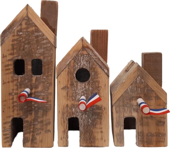 geloof Netjes Herinnering Huisjes decoratie van hout 3 huisjes als decoratie | GerichteKeuze | bol.com