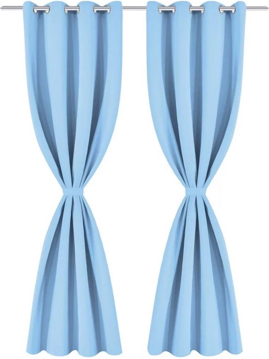 Gordijnen lichtblauw 270x245 cm (Incl LW led klok) - gordijn raambekleding  - gordijnen... | bol.com