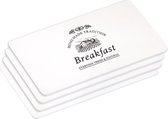 4x Ontbijtbordjes/ontbijtplankjes set Breakfast print 14 x 24 cm - Bed and Breakfast ontbijtborden servies - Onbreekbare bordjes