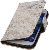 Wicked Narwal | Lace bookstyle / book case/ wallet case Hoes voor Grand Neo i9060 Wit