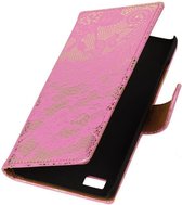 Wicked Narwal | Lace bookstyle / book case/ wallet case Hoes voor Huawei Honor 3C Roze
