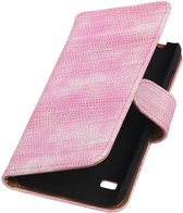 Wicked Narwal | Lizard bookstyle / book case/ wallet case Hoes voor Huawei Huawei Ascend Y550 Roze