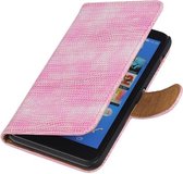 Wicked Narwal | Lizard bookstyle / book case/ wallet case Hoes voor sony Xperia E4 Roze