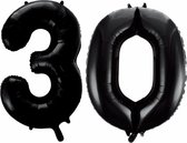 Folieballon 30 jaar zwart 86cm