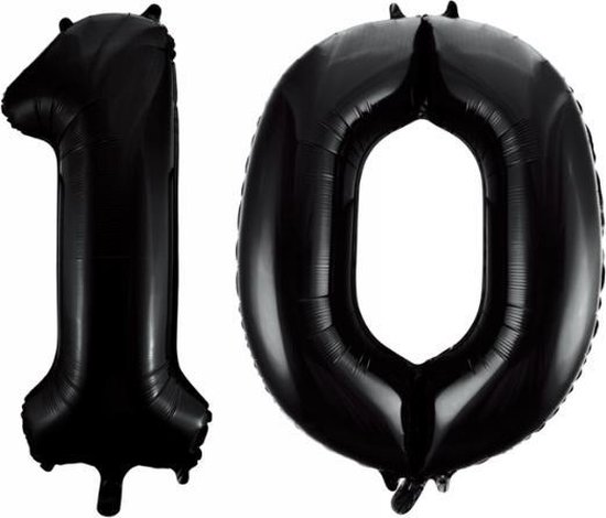 Folieballon 10 jaar zwart 86cm