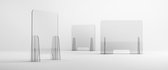 Baliescherm / Scheidingswand /Spatscherm van glashelder acrylaat  90x90 cm inclusief  2 voetstukken