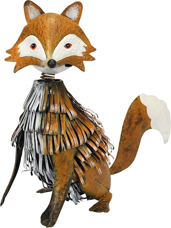 Statue de jardin statue renard en métal hauteur 39 cm