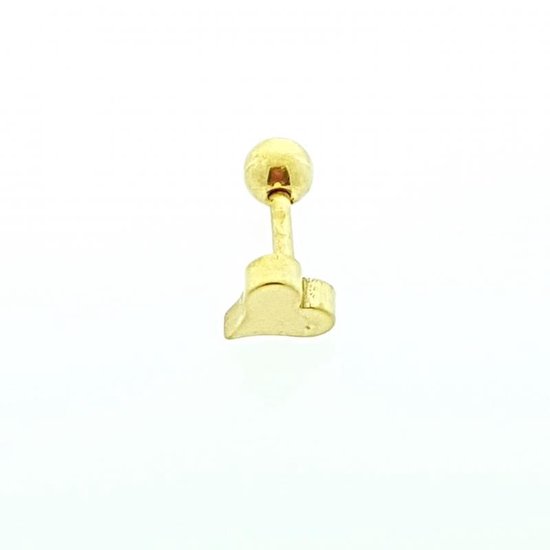 Helixpiercing piercing hartje goudkleurig chirurgisch staal 6mm 6mm 1.2mm
