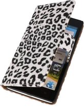 Wicked Narwal | Panter print  bookstyle / book case/ wallet case Hoes voor Huawei Huawei Ascend G700 Wit