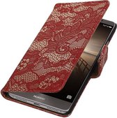 Wicked Narwal | Lace bookstyle / book case/ wallet case voor Huawei Mate 9 Rood