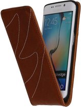 Wicked Narwal | Echt leder Flip Hoes voor Samsung Galaxy S6 Edge G925F Bruin
