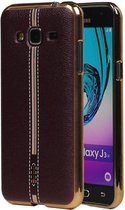 Wicked Narwal | M-Cases Leder Look TPU Hoesje voor Samsung Galaxy J3 J300F Bruin