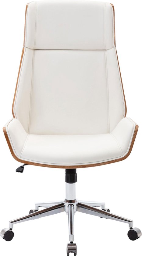 Bureaustoel - Kantoorstoel - Design - In hoogte verstelbaar - Hout - Wit/walnoot - 60x63x121 cm
