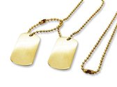 Amanto Ketting Gerdo Gold - Staal PVD - Dogtag - 35x20mm - 68cm