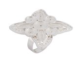 Zilveren filigrain ring uit Peru met decoratieve bloem - maat 18,5